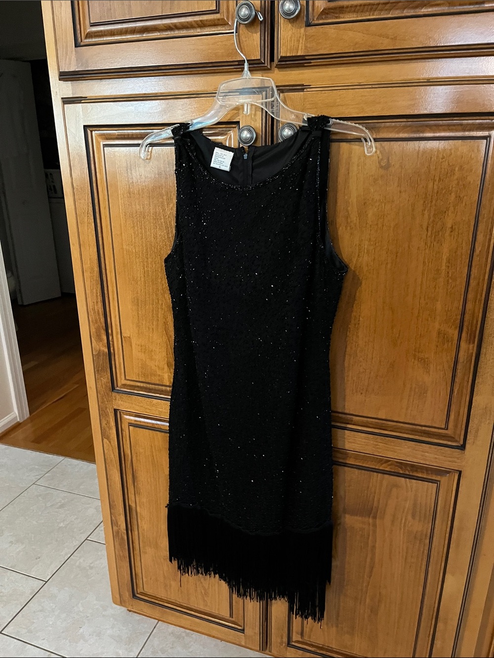 Black Fringed /flapper Sleeveless Evening Dress